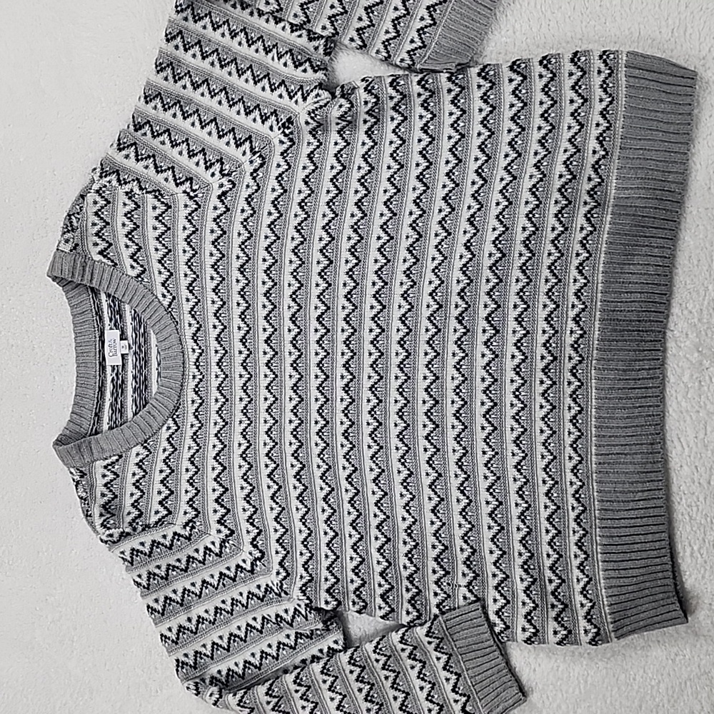 Croft & Barrow Gray Fairisle Pullover Grandpa Sweater NWOT